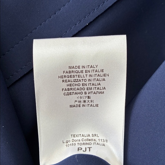 Harris Wharf London Size 42 Double-Breasted Cropped Trench Coat Jacket - Blue - Picture 9 of 11